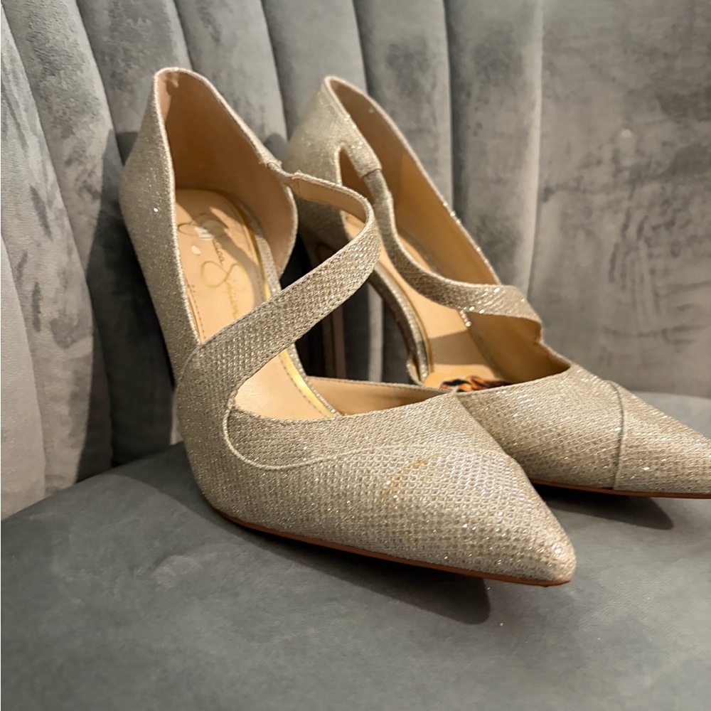 Jessica Simpson Gold Textured Heels